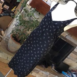 Banana Republic Black Patterned Midi Dress